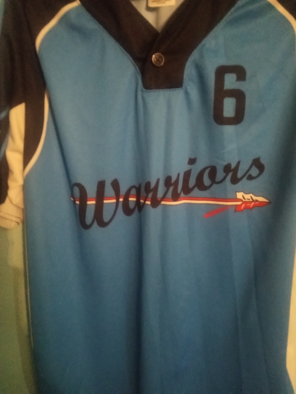 Warriors Men's Blue Athletic Jersey Top - Number 6